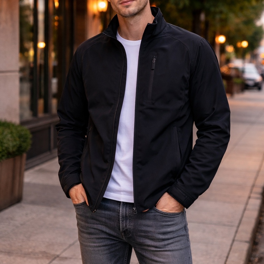 Men’s Free Tech Lightweight Full Zip Jacket | Mock Neck Performance Coat Medium